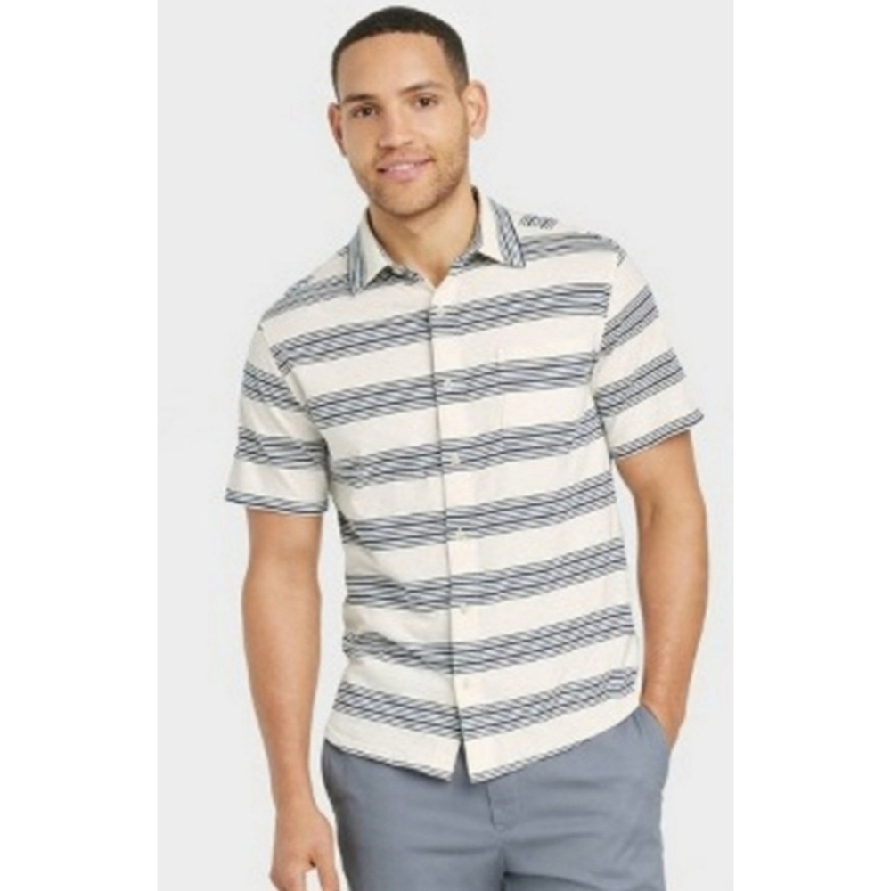 NEW Goodfellow & Co Dog Bone Stripe Button Up Shirt